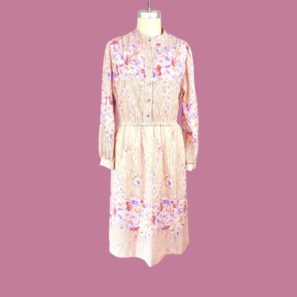 Vintage 1960s Floral Day‎ Dress, Princess Brand, Size Large